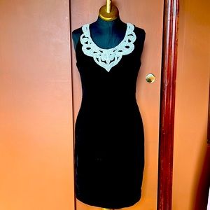 Breakfast At Tiffany’s vintage pearl & velvet cocktail dress with satin straps